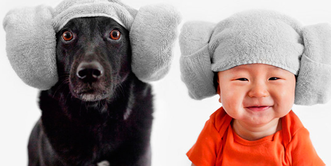 Ensaio fotográfico retrata visuais de cadela e bebê